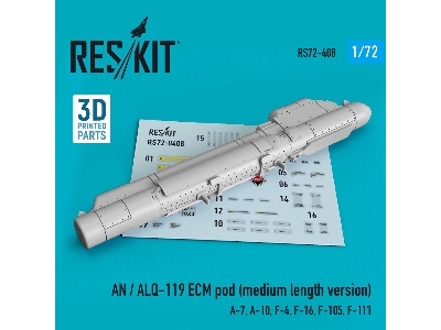 An / Alq-119 Ecm Pod (Medium Length Version) (A-7, A-10, F-4, F-16, F-105, F-111) (3d Printing) - zdjęcie 1