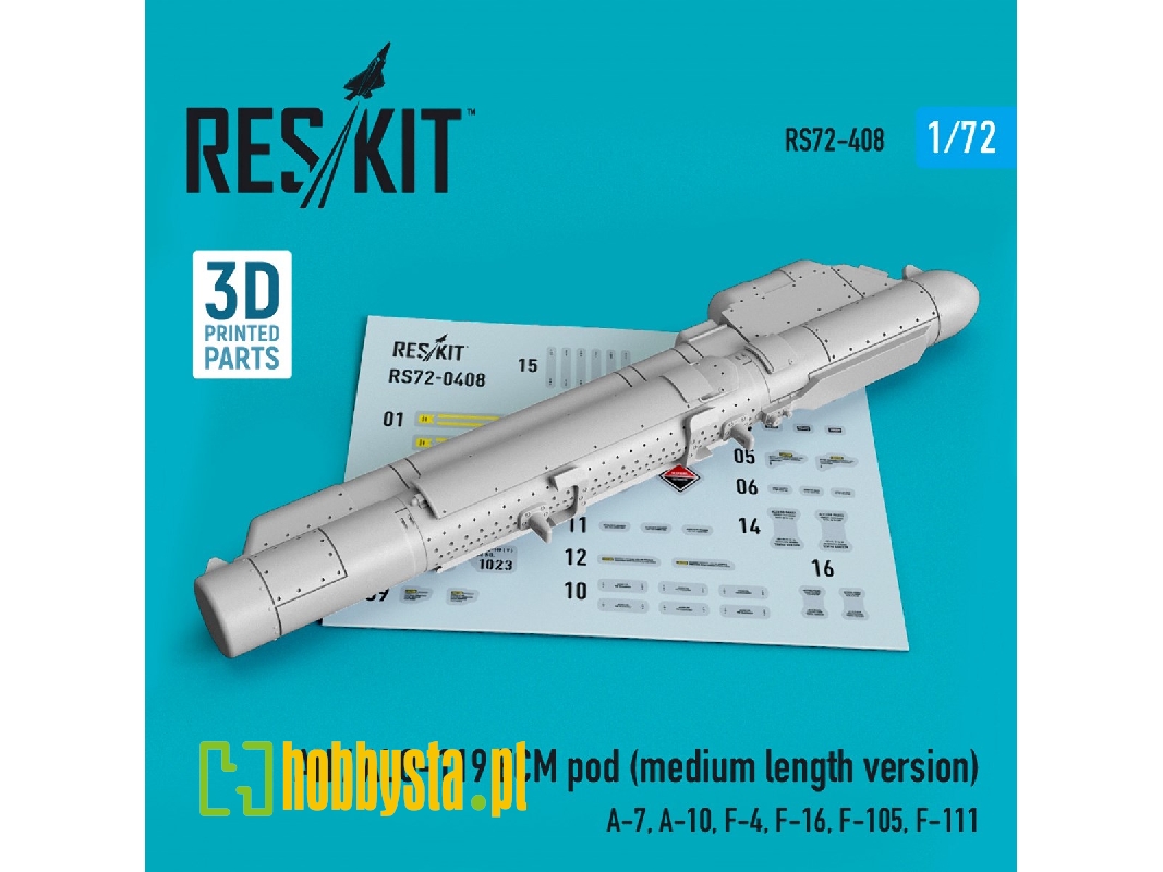 An / Alq-119 Ecm Pod (Medium Length Version) (A-7, A-10, F-4, F-16, F-105, F-111) (3d Printing) - zdjęcie 1 An / Alq-119 Ecm Pod (Medium Length Version) (A-7, A-10, F-4, F-16, F-105, F-111) (3d Printing) - zdjęcie 1
