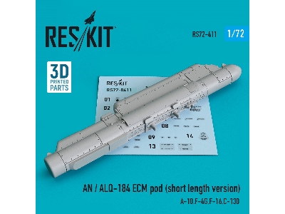 An / Alq-184 Ecm Pod (Short Length Version) (A-10, F-4g, F-16, C-130) (3d Printing) - zdjęcie 1