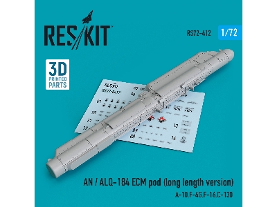 An / Alq-184 Ecm Pod (Long Length Version) (A-10, F-4g, F-16, C-130) (3d Printing) - zdjęcie 1