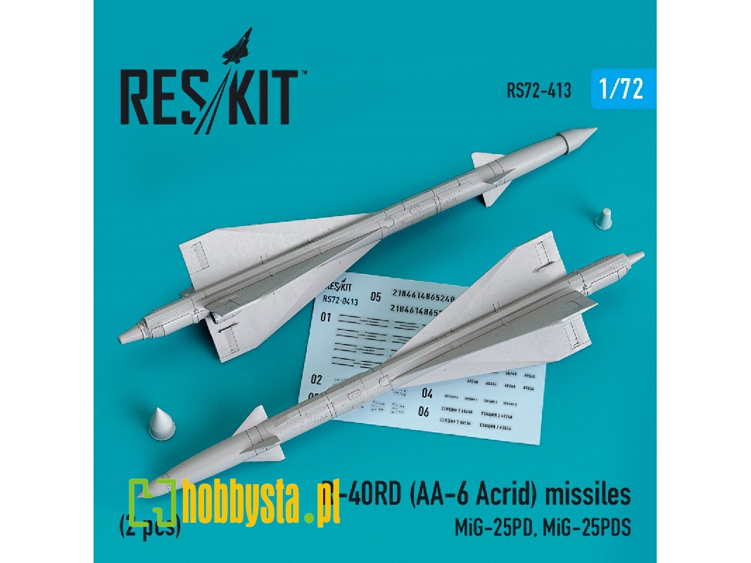 R-40rd (Aa-6 Acrid) Missiles (2 Pcs) (Mig-25pd, Mig-25pds) (3d Printing) - zdjęcie 1