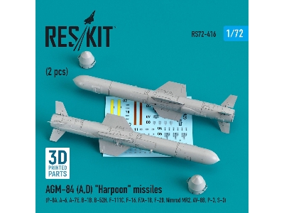 Agm-84 (A,d) Harpoon Missiles (2 Pcs) (P-8a, A-6, A-7e, B-1b, B-52h, F-111c, F-16, F/A-18, F-20, Nimrod Mr2, Av-8b, - zdjęcie 1