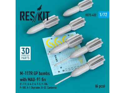 M-117r Gp Bombs With Mau-91 Fin (6 Pcs) (F-105, F-111, A-4 ,f-4, F-5, F-104, F-100, A-1 Skyraider, B-52, Canberra) - zdjęcie 1