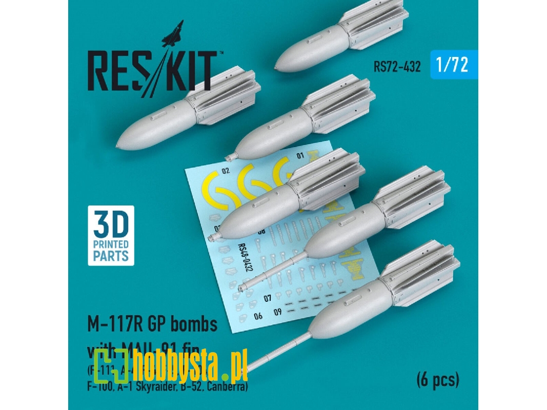 M-117r Gp Bombs With Mau-91 Fin (6 Pcs) (F-105, F-111, A-4 ,f-4, F-5, F-104, F-100, A-1 Skyraider, B-52, Canberra) - zdjęcie 1