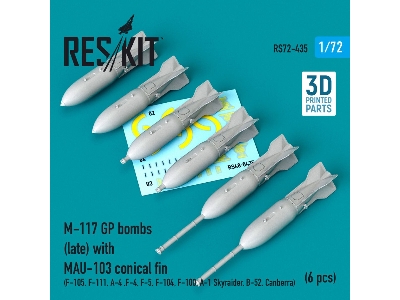 M-117 Gp Bombs (Late) With Mau-103 Conical Fin (6 Pcs) (F-105, F-111, A-4 ,f-4, F-5, F-104, F-100, A-1 Skyraider, B-52, Canberra