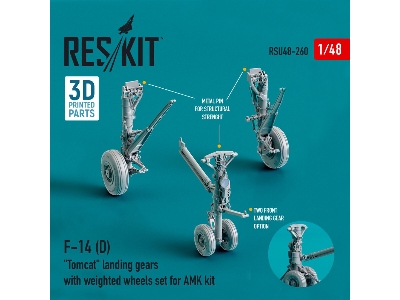 F-14 (D) Tomcat Landing Gears With Weighted Wheels Set For Amk Kit (Resin And 3d Printing) - zdjęcie 1