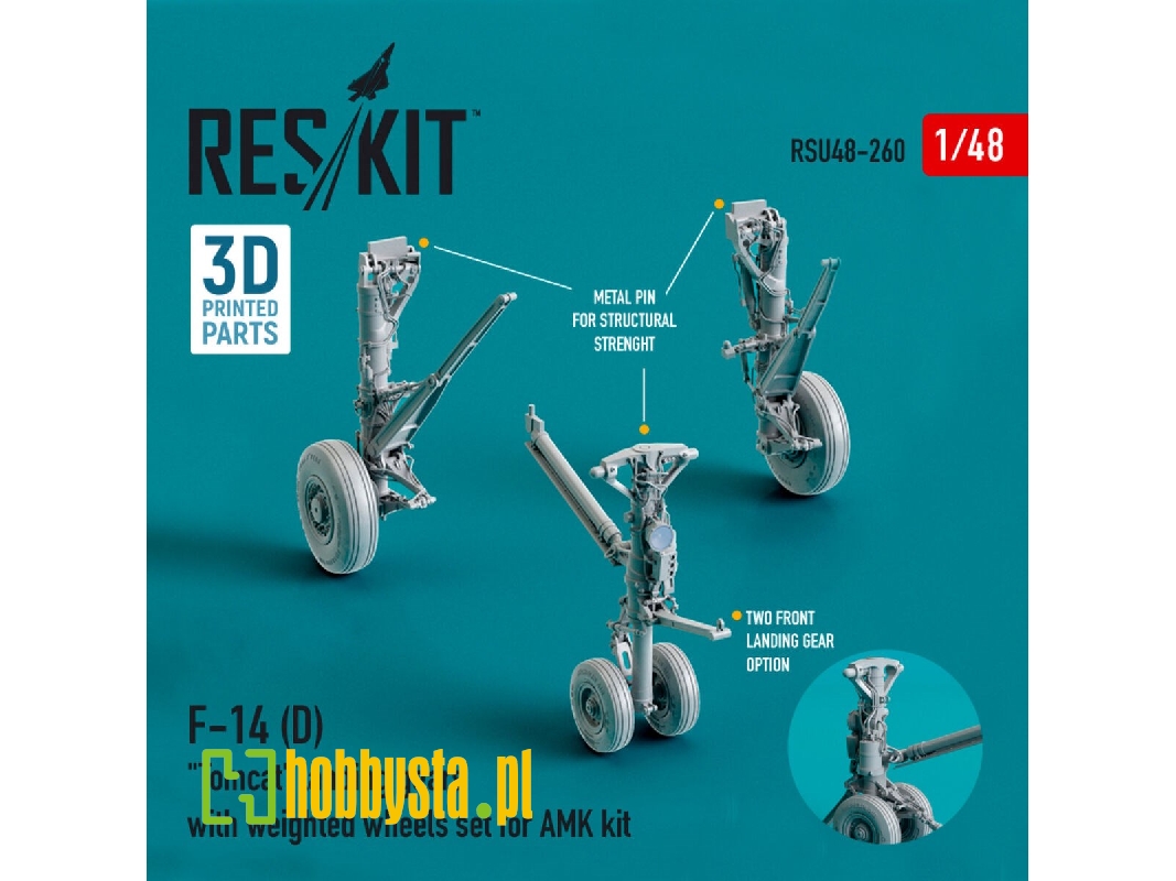 F-14 (D) Tomcat Landing Gears With Weighted Wheels Set For Amk Kit (Resin And 3d Printing) - zdjęcie 1
