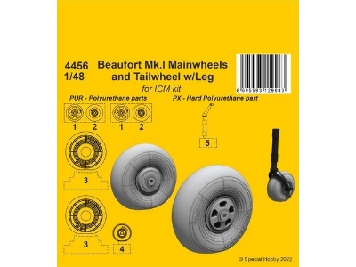 Beaufort Mk.I Mainwheels And Tailwheel W/Leg - zdjęcie 1