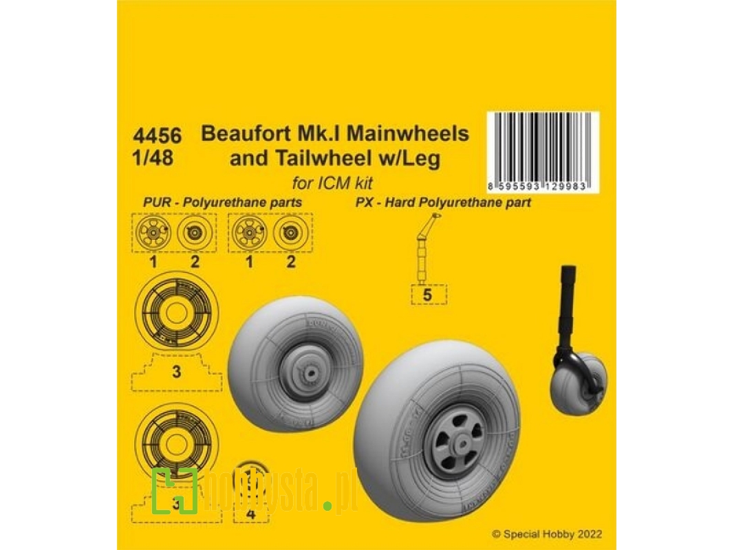 Beaufort Mk.I Mainwheels And Tailwheel W/Leg - zdjęcie 1