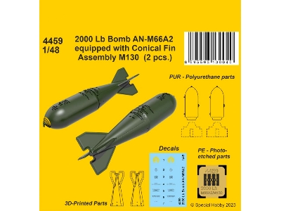 2000 Lb Bomb An-m66a2 Equipped With Conical Fin Assembly M130 2 Szt - zdjęcie 1