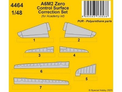 A6m2 Zero Control Surface Correction Set (For Academy Kit) - zdjęcie 1