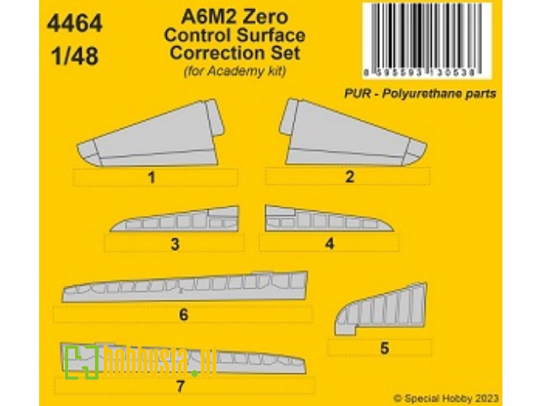 A6m2 Zero Control Surface Correction Set (For Academy Kit) - zdjęcie 1
