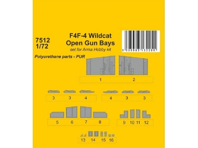 F4f-4 Wildcat Open Gun Bays (For Arma Hobby Kit) - zdjęcie 1