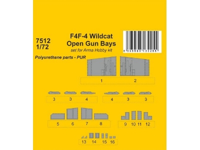 F4f-4 Wildcat Open Gun Bays (For Arma Hobby Kit) - zdjęcie 1