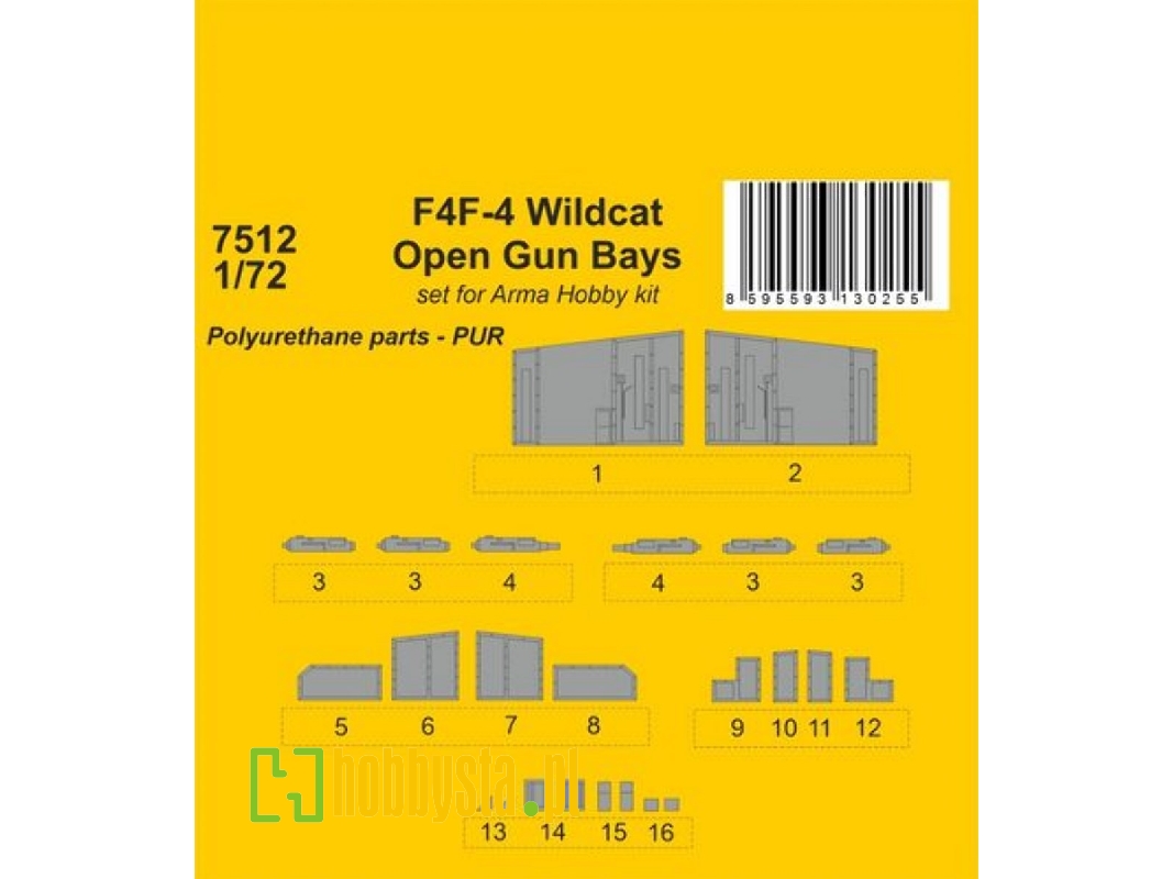 F4f-4 Wildcat Open Gun Bays (For Arma Hobby Kit) - zdjęcie 1 F4f-4 Wildcat Open Gun Bays (For Arma Hobby Kit) - zdjęcie 1