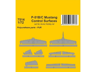 P-51b/C Mustang - Control Surfaces (For Arma Hobby Kit) - zdjęcie 1
