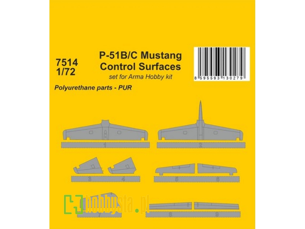 P-51b/C Mustang - Control Surfaces (For Arma Hobby Kit) - zdjęcie 1