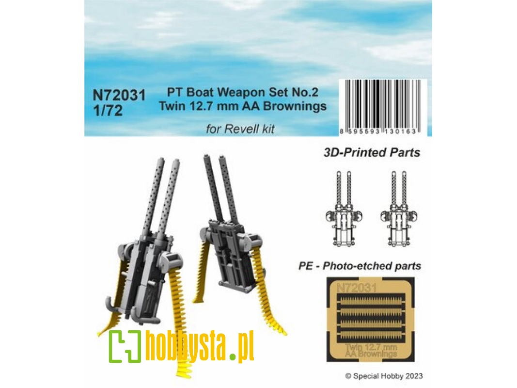 Pt Boat Weapon Set No.2 - Twin 12.7 Mm Aa Brownings (2 Printed Pcs) (For Revell Kit) - zdjęcie 1