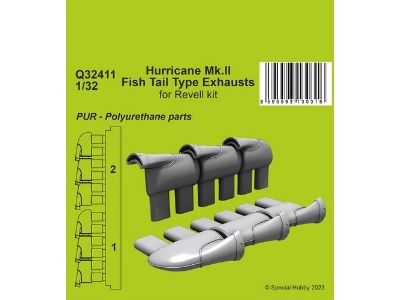 Hurricane Mk.Ii Fish Tail Type Exhausts (For Revell Kit) - zdjęcie 1