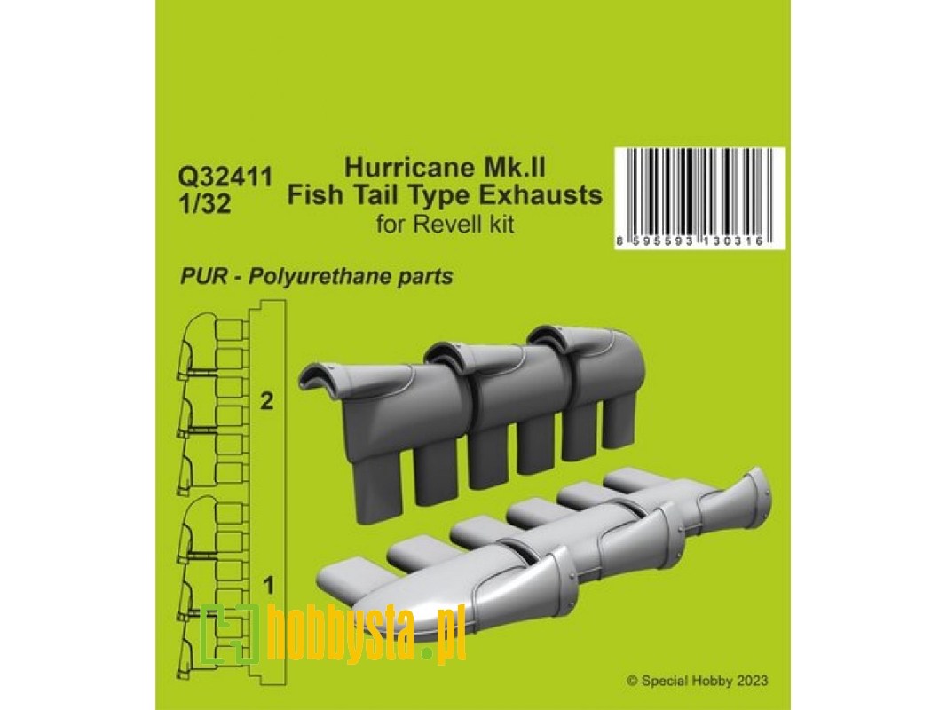 Hurricane Mk.Ii Fish Tail Type Exhausts (For Revell Kit) - zdjęcie 1 Hurricane Mk.Ii Fish Tail Type Exhausts (For Revell Kit) - zdjęcie 1