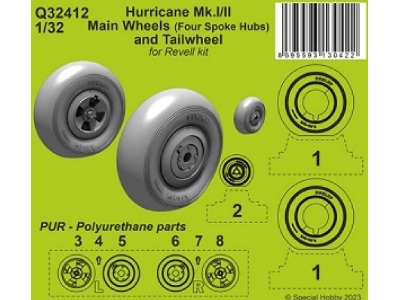 Hurricane Mk.I/Ii Main Wheels (Four Spoke Hubs) And Tailwheel (For Revell Kit) - zdjęcie 1