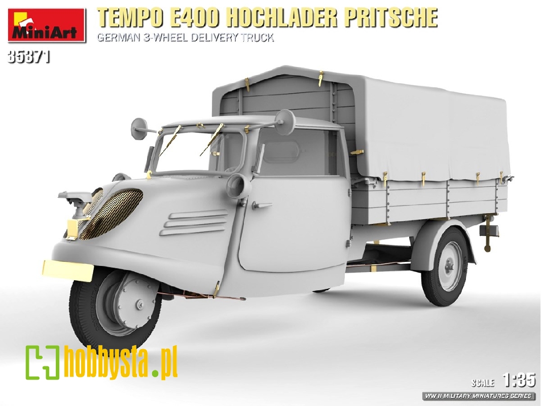 Tempo E400 Hochlader Pritsche. German 3-wheel Delivery Truck - zdjęcie 1 Tempo E400 Hochlader Pritsche. German 3-wheel Delivery Truck - zdjęcie 1