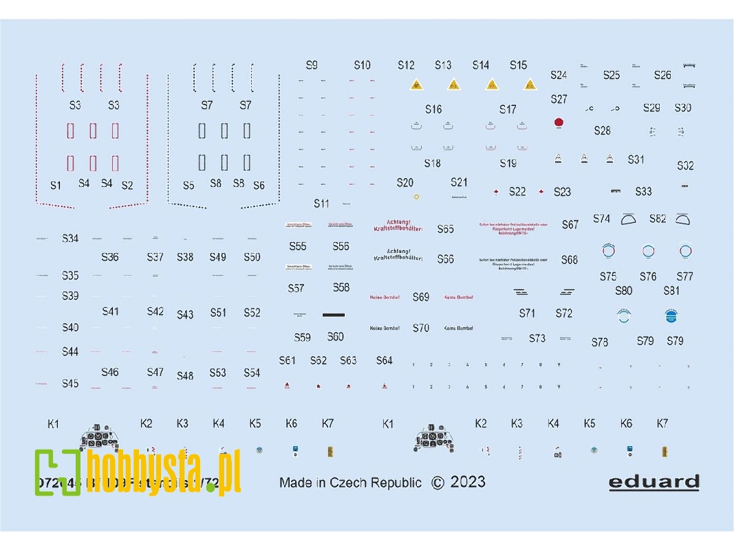 Bf 109F stencils 1/72 - EDUARD - zdjęcie 1