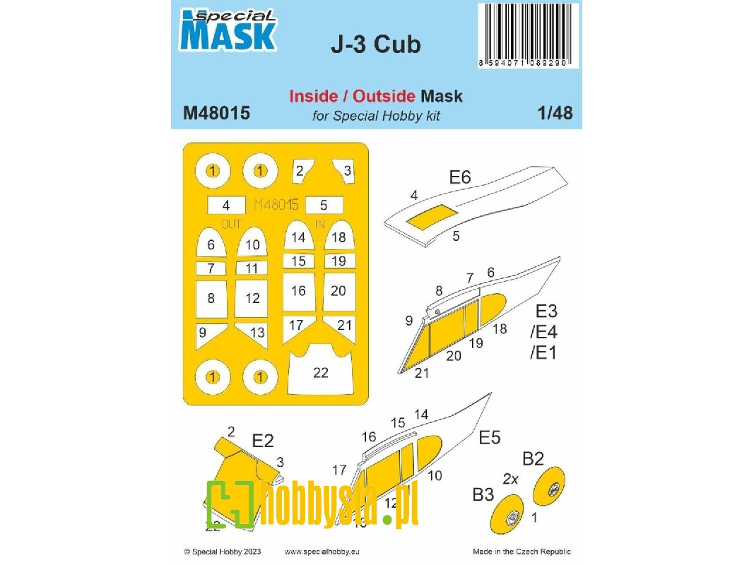 J-3 Cub Inside/Outside Mask (For Special Hobby Kit) - zdjęcie 1