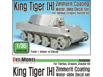 Wwii Kingtiger Henschel Zimmerit Decal Set (Tamiya, Zvezda) - zdjęcie 1