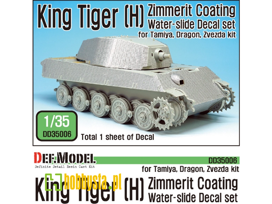 Wwii Kingtiger Henschel Zimmerit Decal Set (Tamiya, Zvezda) - zdjęcie 1