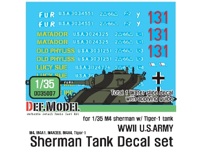 Wwii Us M4 Tank Decal Set - zdjęcie 1