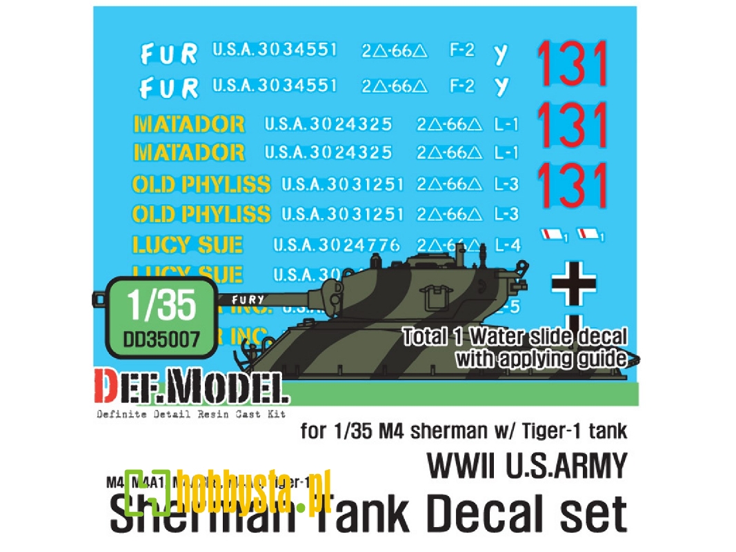 Wwii Us M4 Tank Decal Set - zdjęcie 1