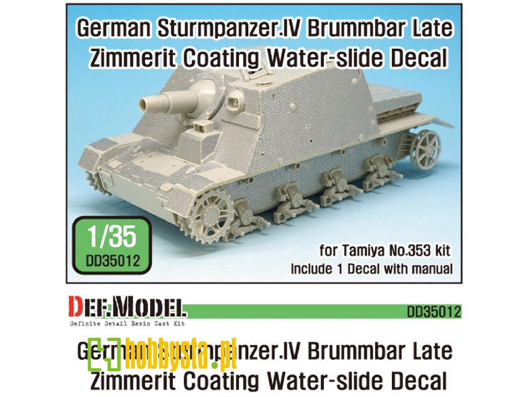 Wwii Sturmpanzeriv Brummbar Late Zimmerit Decal Set (Tamiya New) - zdjęcie 1