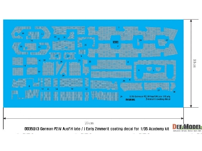 Wwii Pz. Iv Ausf.H Late /J Early Zimmerit Decal Set (1/35 Academy New) - zdjęcie 2