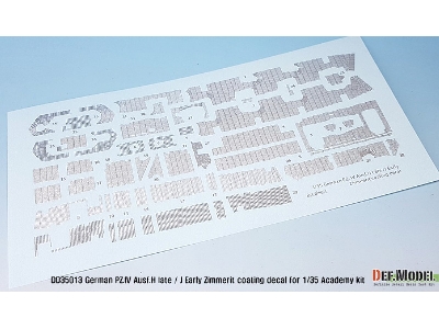 Wwii Pz. Iv Ausf.H Late /J Early Zimmerit Decal Set (1/35 Academy New) - zdjęcie 3