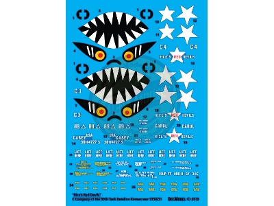 Korean War Us M4a3e8 Rice's Red Devils Decal Set (1/35 M4a3e8) - zdjęcie 2