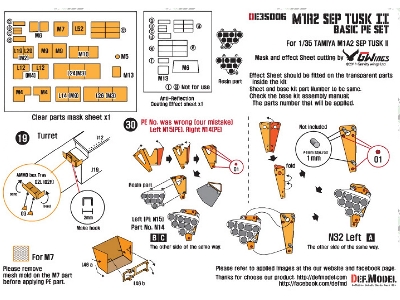 M1a2 Tusk Basic Pe Set With Mask Seal (For Tamiya 1/35) - zdjęcie 2