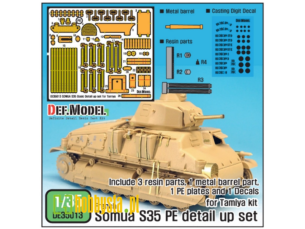 French Somua S35 Pe Basic Detail Up Set (For Tamiya 1/35) - zdjęcie 1