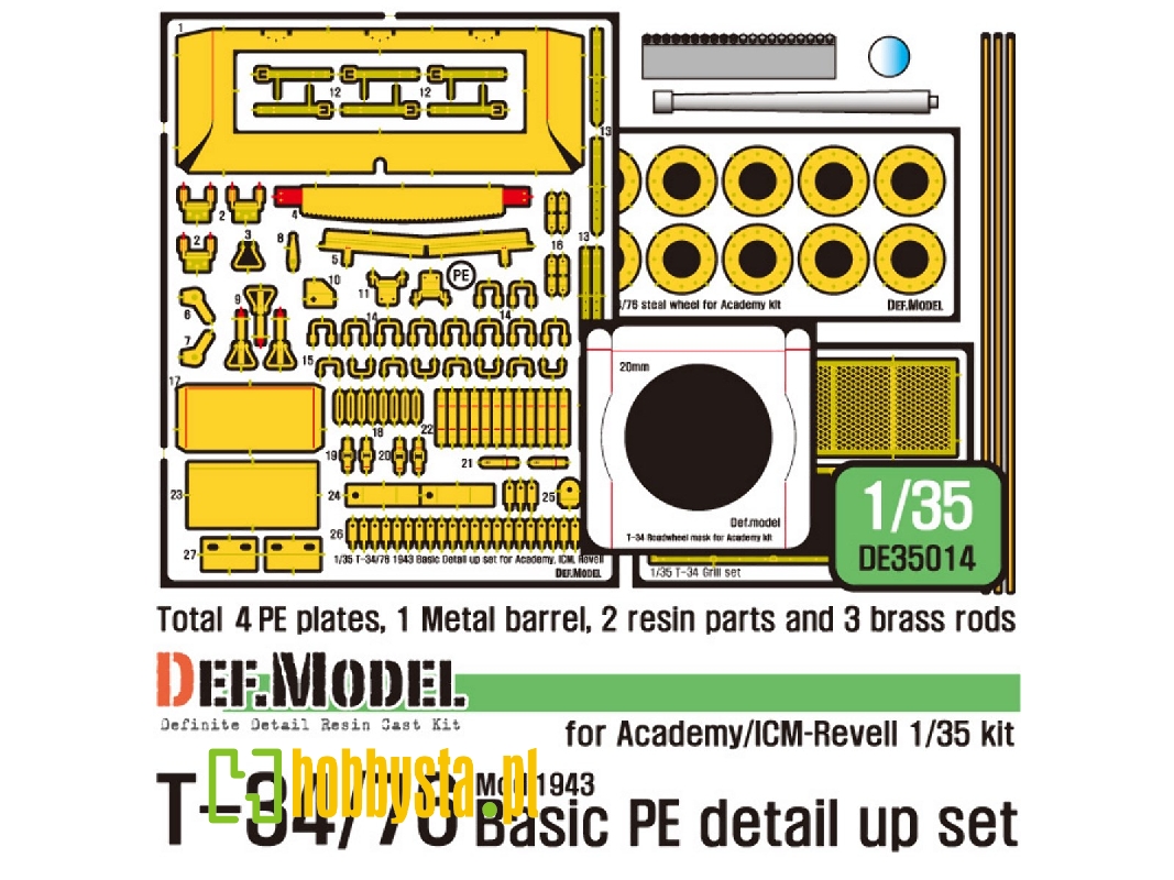 T-34/76 Pe Basic Detail Up Set (For Academy/Icm-revell 1/35) - zdjęcie 1 T-34/76 Pe Basic Detail Up Set (For Academy/Icm-revell 1/35) - zdjęcie 1