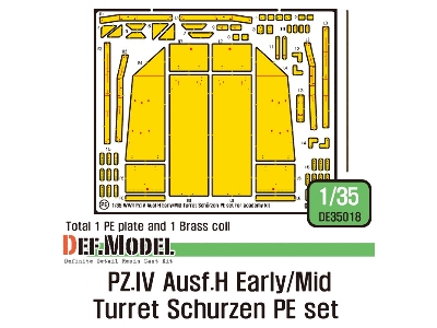 Pz.Iv Ausf.H Early/Mid Turret Schurzen Pe Set (For Academy, Etc 1/35) - zdjęcie 1