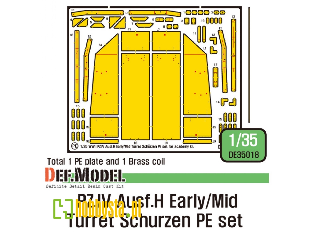 Pz.Iv Ausf.H Early/Mid Turret Schurzen Pe Set (For Academy, Etc 1/35) - zdjęcie 1 Pz.Iv Ausf.H Early/Mid Turret Schurzen Pe Set (For Academy, Etc 1/35) - zdjęcie 1
