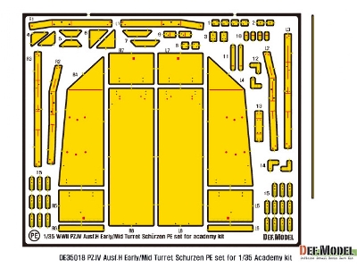 Pz.Iv Ausf.H Early/Mid Turret Schurzen Pe Set (For Academy, Etc 1/35) - zdjęcie 2
