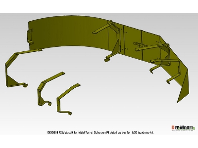 Pz.Iv Ausf.H Early/Mid Turret Schurzen Pe Set (For Academy, Etc 1/35) - zdjęcie 6