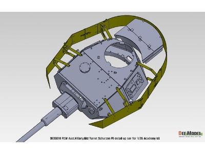 Pz.Iv Ausf.H Early/Mid Turret Schurzen Pe Set (For Academy, Etc 1/35) - zdjęcie 9