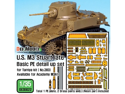 U.S. M3 Stuart Late Basic Pe Detail Up Set (For Tamiya, Academy 1/35) - zdjęcie 1