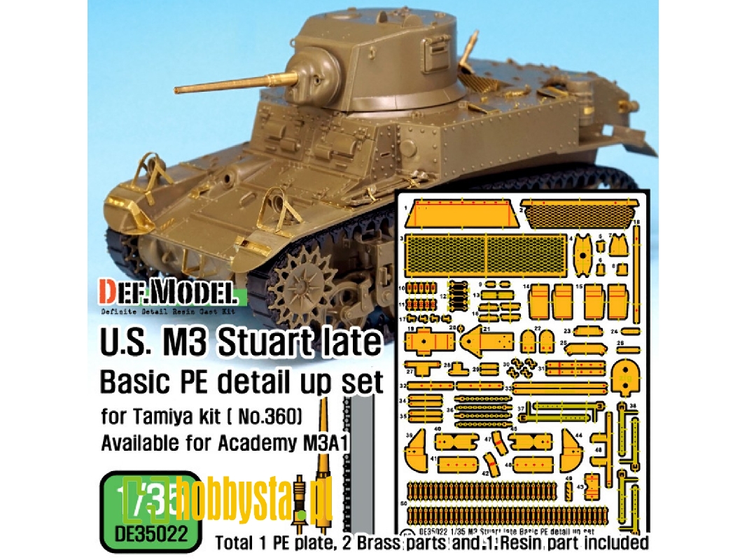 U.S. M3 Stuart Late Basic Pe Detail Up Set (For Tamiya, Academy 1/35) - zdjęcie 1