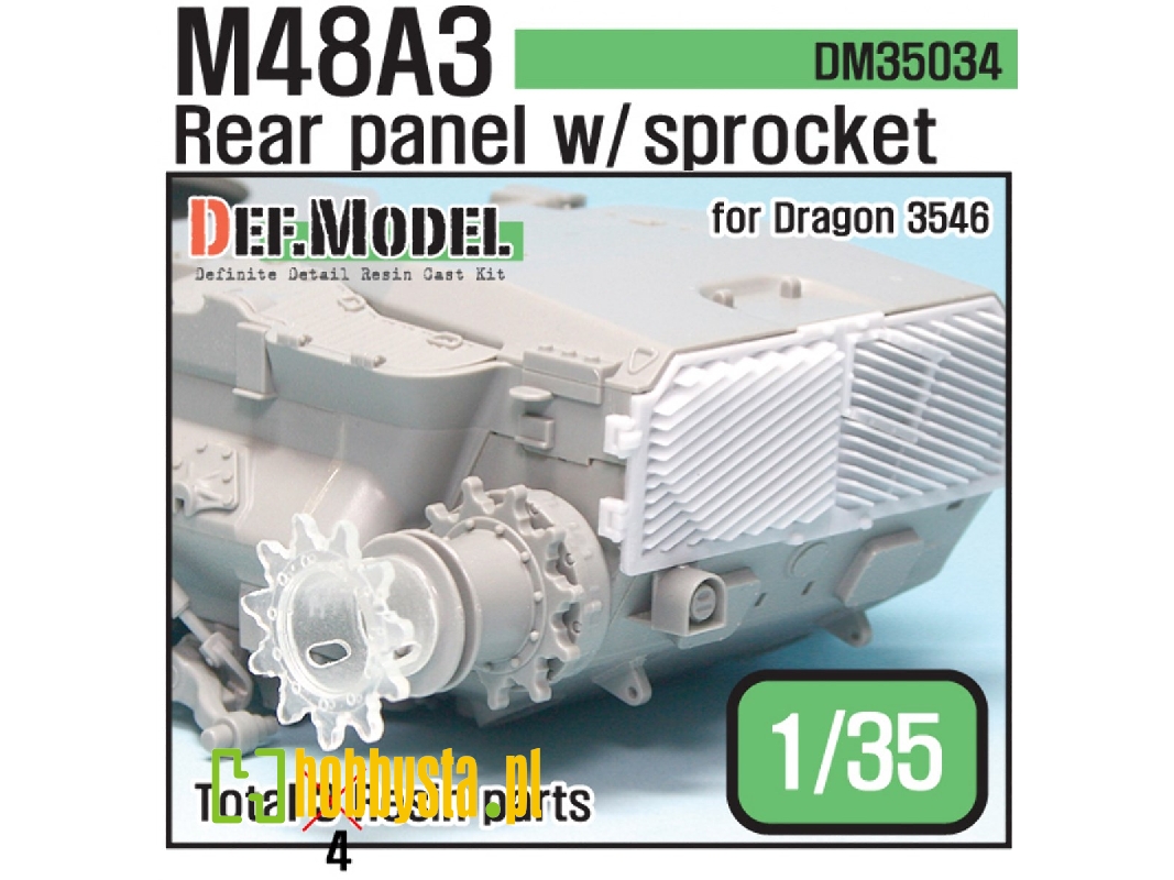 M48a3 Rear Panel W/ Sproket Parts Set(For Dragon M48a3 1/35) - zdjęcie 1
