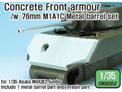 Us M4a3e2 Jumbo Concrete Front Armour /W M1a1c Barrel (For 1/35 Asuka Kit) - zdjęcie 1