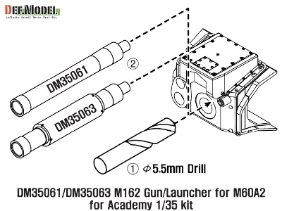 Us M60a2 M162 Metal Gun Barrel 1 (For Academy 1/35) - zdjęcie 2