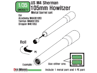 Us M4 105mm Howitzer Barrel Set (For Academy, Tamiya, Dragon 1/35) - zdjęcie 6